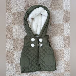 Cozy Olive Green Quilted Vest for Baby 6-9M